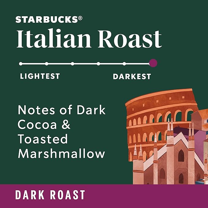Starbucks Ground Coffee, Dark Roast Coffee, Italian Roast, 100% Arabica, 6 bags (12 oz each)