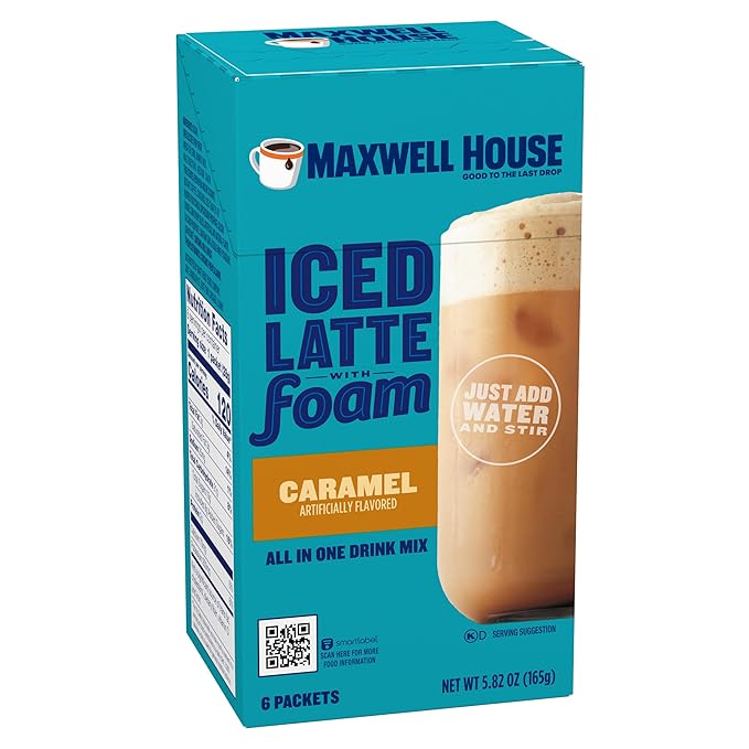 Maxwell House Iced Caramel Latte with Foam All in One Drink Mix, 5.82 oz, 6 Packets