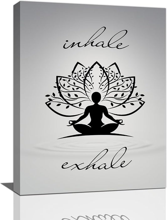 Inhale Exhale Wall Art Yoga Meditation Pictures Wall Decor Health Canvas Painting Print Modern Artwork Decorations Framed for Home Bathroom Living Room Bedroom 20 x 24 inch