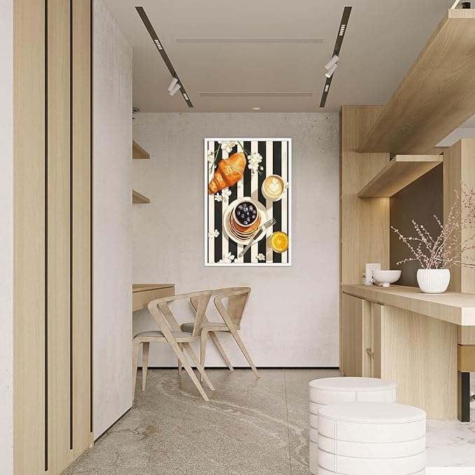 Vintage Black And White Kitchen Food Wall Art Funky Afternoon Tea Pastries Canvas Posters Colorful Cake Bread Oranges Prints Painting For Modern Dining Room Bakery Cafe Wall Decor 24x36in Unframed