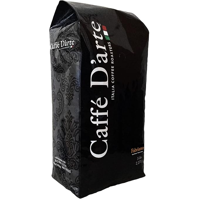 Caffe D'arte Fabriano Wood Roast Reserve Whole Bean Espresso Coffee, 5 Pounds