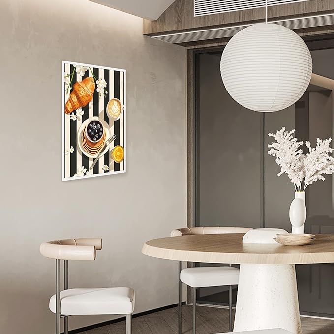 Vintage Black And White Kitchen Food Wall Art Funky Afternoon Tea Pastries Canvas Posters Colorful Cake Bread Oranges Prints Painting For Modern Dining Room Bakery Cafe Wall Decor 8x10in Unframed
