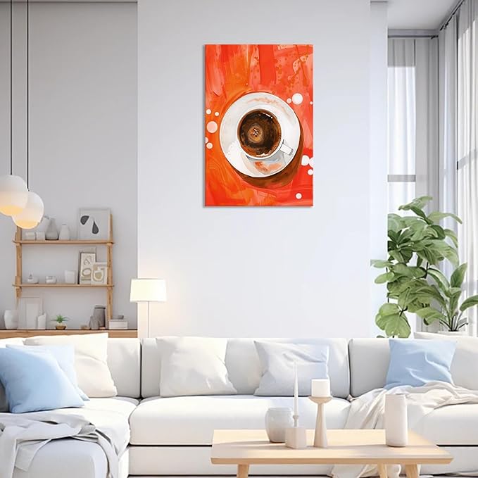 Vintage Afternoon Tea Black Coffee Wall Art Funky Dining Table Food Canvas Posters Kitchen Coffee Pictures Prints Painting For Modern Home Dining Room Cafe Restaurant Wall Decor 8x10in Framed