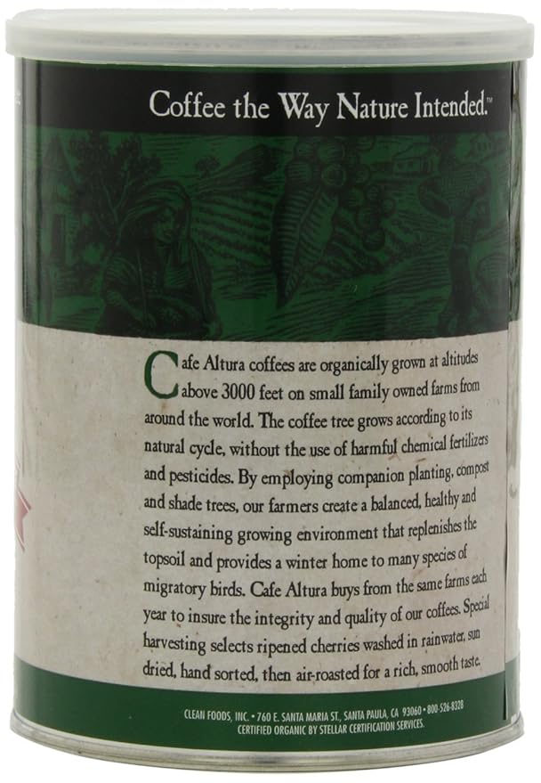 Cafe Altura Ground Organic Coffee, French Roast, 12 Ounce (Pack of 3)