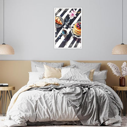 Trendy Pastry Food Kitchen Wall Art Retro Coffee Afternoon Tea Canvas Posters Cake Bread Aesthetic Prints Painting For Modern Home Dining Room Bakery Cafe Restaurant Wall Decor 24x36in Unframed