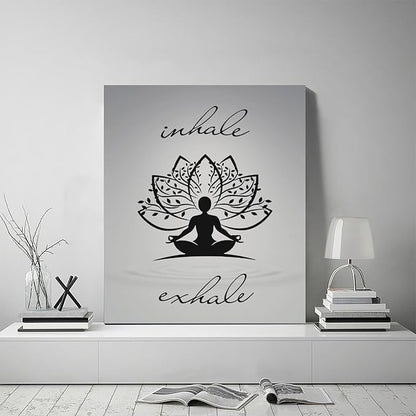 Inhale Exhale Wall Art Yoga Meditation Pictures Wall Decor Health Canvas Painting Print Modern Artwork Decorations Framed for Home Bathroom Living Room Bedroom 20 x 24 inch