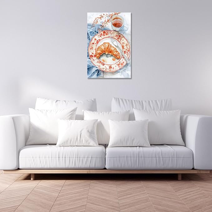 Vintage Coffee Food Kitchen Wall Art Funky Dining Table Plates Afternoon Tea Prints Painting Retro Bread Pastries Drinks Canvas Posters For Modern Cafedining Room Wall Decor 8x10in Framed