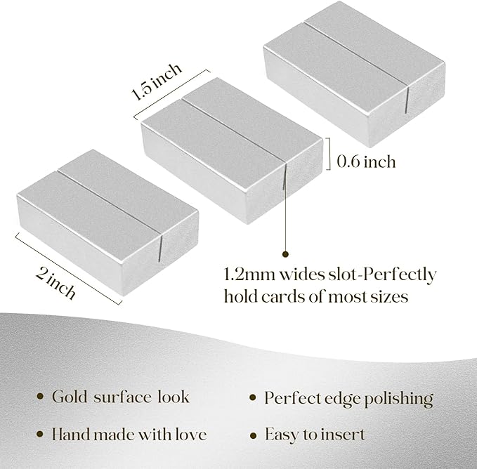 UNIQOOO 12 Pack 2" Silver Birch Wood Stands for Cardstock, Wedding Table Numbers Holders, Photo Holder, Photo Display Stand for Event Decor, Retail Shop, Cafe Restaurant Menu, Business Card, Name Tag