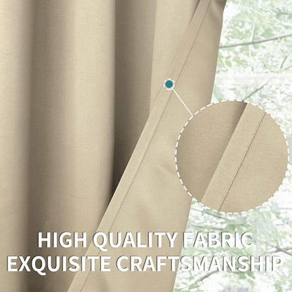 BGment Beige Blackout Curtains for Bedroom Kitchen 45 Inches Long - Thermal Insulated Short Drapes with Rod Pocket for Bathroom Bedroom, 34 x 45 Inch, 2 Panels
