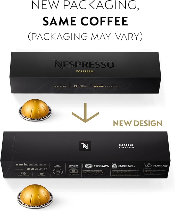 Nespresso Capsules Vertuo, Voltesso, Mild Roast Espresso, 50-Count Espresso Pods, Brews 1.35oz.