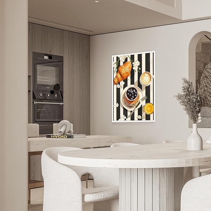 Vintage Black And White Kitchen Food Wall Art Funky Afternoon Tea Pastries Canvas Posters Colorful Cake Bread Oranges Prints Painting For Modern Dining Room Bakery Cafe Wall Decor 8x10in Unframed