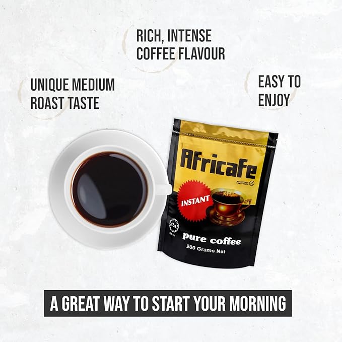 AFRICAFE - Organic Instant Coffee - Tanzania - 100% Arabica and Robusta - 200g Resealable Pouch