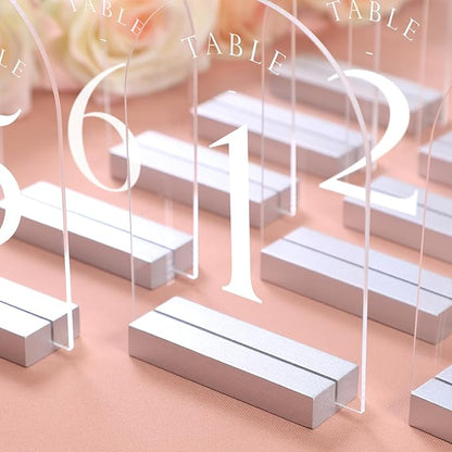 UNIQOOO 10 Pack 4" Silver Birch Wood Stands for Wedding Acrylic Sign, Wood Table Number Holders for 1/8 Thick Acrylic Sheets | Wedding Display Stand, Card Holder for Bar Menu, Retail Sign, Party