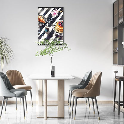Trendy Pastry Food Kitchen Wall Art Retro Coffee Afternoon Tea Canvas Posters Cake Bread Aesthetic Prints Painting For Modern Home Dining Room Bakery Cafe Restaurant Wall Decor 8x10in Framed
