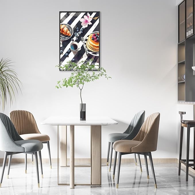 Trendy Pastry Food Kitchen Wall Art Retro Coffee Afternoon Tea Canvas Posters Cake Bread Aesthetic Prints Painting For Modern Home Dining Room Bakery Cafe Restaurant Wall Decor 8x10in Framed