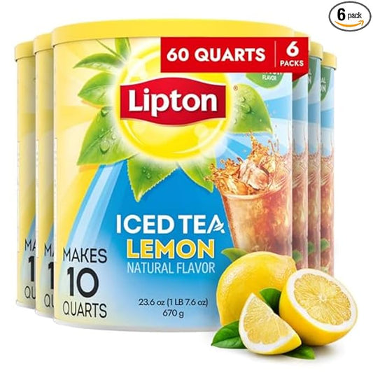 Lipton Iced Tea Mix, Lemon, Makes 10 Quarts,Count 6(Pack of 1)