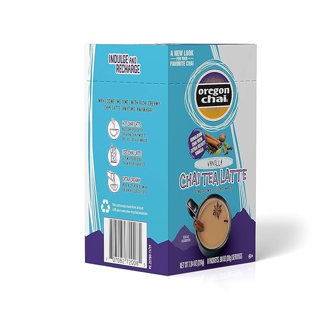 Oregon Chai Vanilla Dry Chai Latte Mix, 8 Count (Pack of 6)