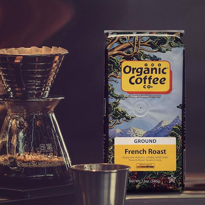 The Organic Coffee Co. Ground Coffee - French Roast (12oz Bag), Dark Roast, USDA Organic