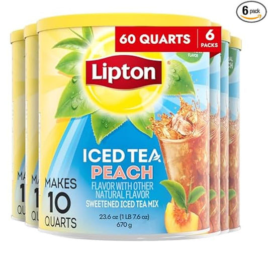 Lipton Iced Tea Mix, Peach Sweetened 10 qt (pack of 6)
