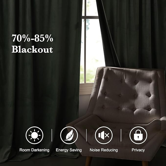 RYB HOME Mint Green Velvet Curtains 102 inches Long, Room Darkening, Floor-Length, Stylish Back Tab Velvet Drapes for Nursery Living Room Office, 52" W x L102 L, Auqa