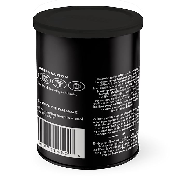 Lavazza Espresso Ground Coffee, Medium Roast, 100% Arabica, 8 oz Tin (Pack of 4)