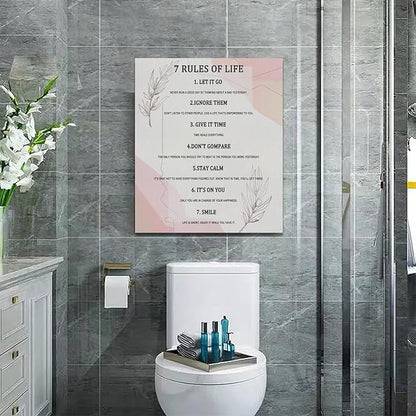 7 Rules of Life Wall Art Motivational Inspirational Pictures Wall Decor Positive Quotes Canvas Painting Home Modern Artwork Decorations Framed for Office Bathroom Living Room Bedroom 20 x 24 inch