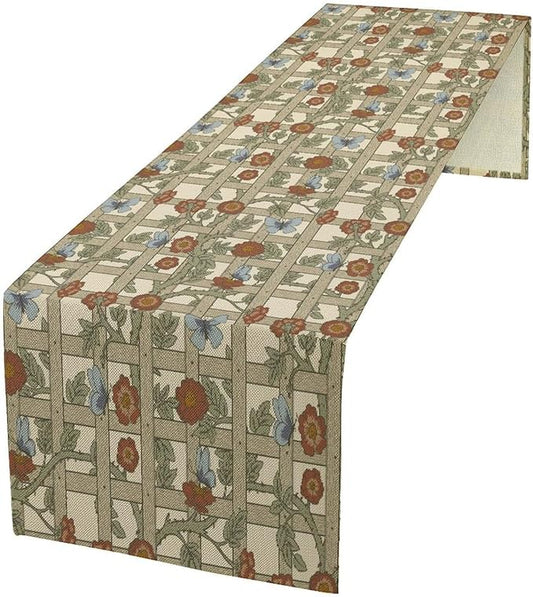 William Morris Table Runner, Vintage William Morris Floral Country Style Linen Table Runner for Home Kitchen Table Decoration, 13x36 Inch