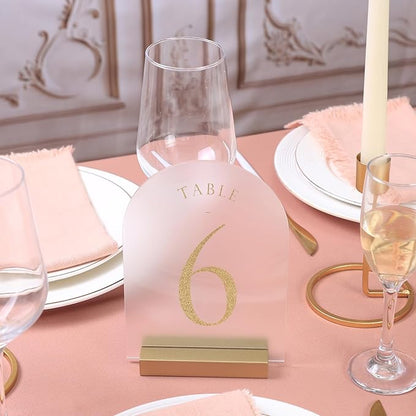 UNIQOOO 10 Pack 4" Gold Birch Wood Stands for Wedding Acrylic Sign, Wood Table Number Holders for 1/8 Thick Acrylic Sheets | Wedding Display Stand, Card Holder for Bar Menu, Retail Sign, Party