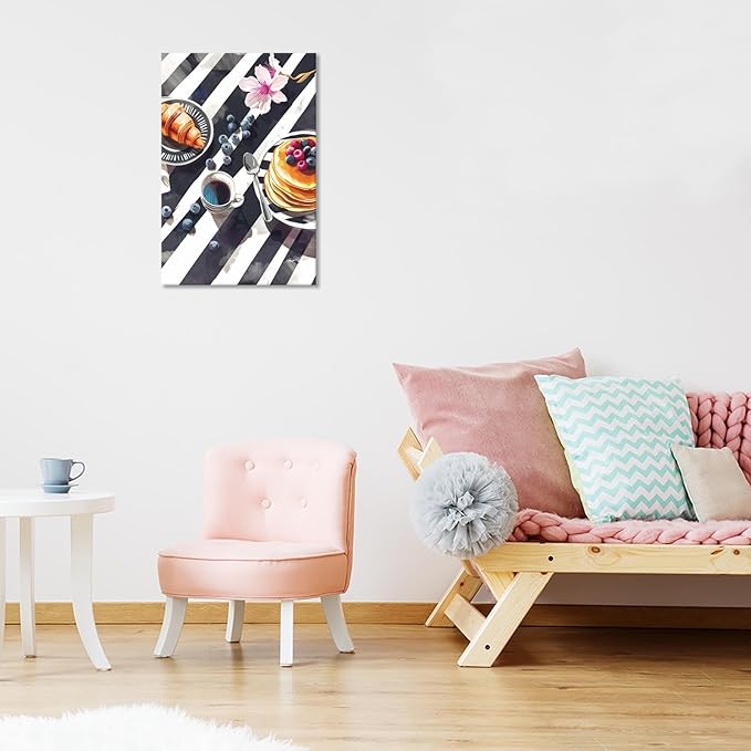 Trendy Pastry Food Kitchen Wall Art Retro Coffee Afternoon Tea Canvas Posters Cake Bread Aesthetic Prints Painting For Modern Home Dining Room Bakery Cafe Restaurant Wall Decor 8x10in Framed