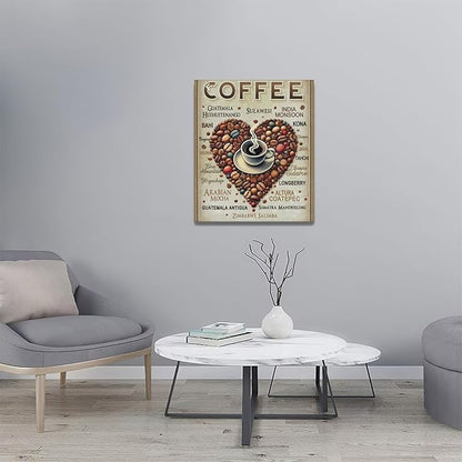 Coffee Wall Art Cafe Pictures Wall Decor Latte Drink Canvas Painting Home Modern Artwork Decorations Framed for Coffee Bar Kitchen Living Room Bedroom Office 20 x 24 inch
