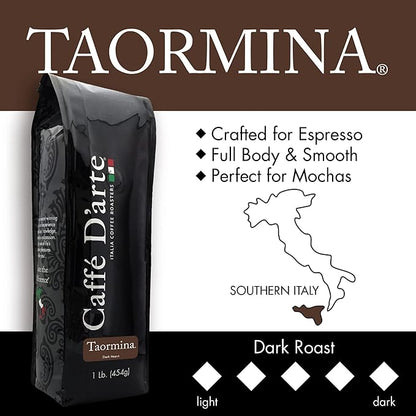 Caffe D'arte Taormina Whole Bean Espresso Coffee, 1 Pound, Pack of 2