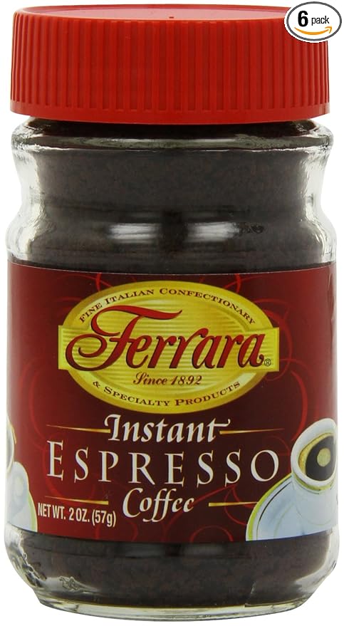 Ferrara Instant Espresso Coffee, 2-Ounce Glass Jars (Pack of 6)