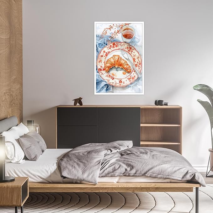 Vintage Coffee Food Kitchen Wall Art Funky Dining Table Plates Afternoon Tea Prints Painting Retro Bread Pastries Drinks Canvas Posters For Modern Cafedining Room Wall Decor 8x10in Unframed