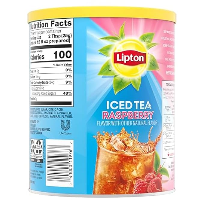 Lipton Iced Tea Mix, Raspberry, Makes 10 Quarts (Pack of 6)