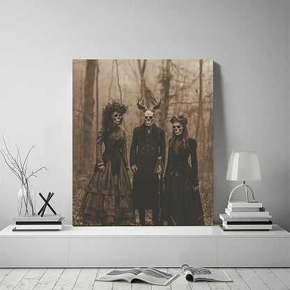Gothic Skull Wall Art Pictures Goth Skeleton Wall Decor Canvas Painting Home Modern Artwork Decorations Framed for Bathroom Living Room Bedroom Office 20 x 24 inch