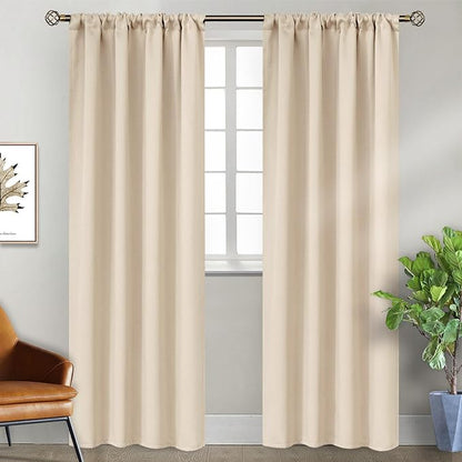 BGment Champagne Blackout Curtains for Bedroom 84 Inches Long - Thermal Insulated Room Darkening Curtain for Living Room, 42 x 84 Inch, 2 Panels