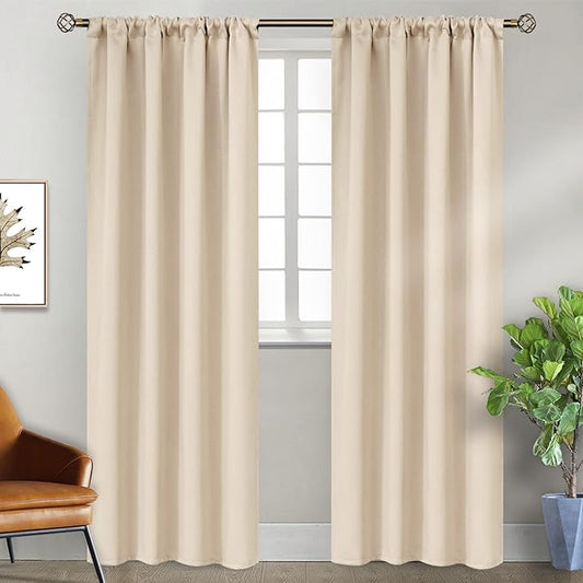 BGment Champagne Blackout Curtains for Bedroom 84 Inches Long - Thermal Insulated Room Darkening Curtain for Living Room, 42 x 84 Inch, 2 Panels