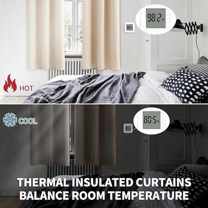BGment Champagne Blackout Curtains for Bedroom 63 Inches Long - Thermal Insulated Room Darkening Curtain for Living Room, 52 x 63 Inch, 2 Panels