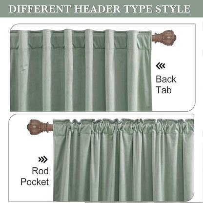 RYB HOME Mint Green Velvet Curtains 102 inches Long, Room Darkening, Floor-Length, Stylish Back Tab Velvet Drapes for Nursery Living Room Office, 52" W x L102 L, Auqa