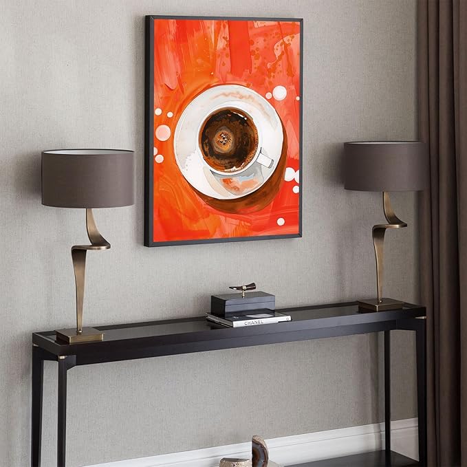 Vintage Afternoon Tea Black Coffee Wall Art Funky Dining Table Food Canvas Posters Kitchen Coffee Pictures Prints Painting For Modern Home Dining Room Cafe Restaurant Wall Decor 8x10in Framed