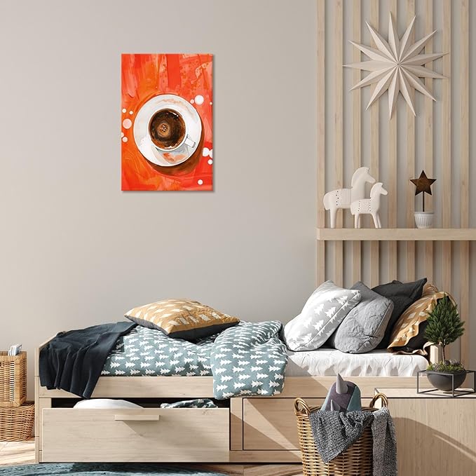 Vintage Afternoon Tea Black Coffee Wall Art Funky Dining Table Food Canvas Posters Kitchen Coffee Pictures Prints Painting For Modern Home Dining Room Cafe Restaurant Wall Decor 8x10in Framed