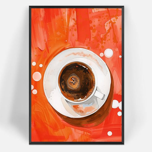 Vintage Afternoon Tea Black Coffee Wall Art Funky Dining Table Food Canvas Posters Kitchen Coffee Pictures Prints Painting For Modern Home Dining Room Cafe Restaurant Wall Decor 8x10in Framed