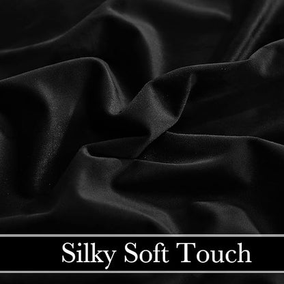 RYB HOME Black Velvet Curtains 102 inches, Back Tab Soft Fabric Blackout Thermal Insulated Luxurious Home Decor Curtains for Living Room Bedroom, W 52" x L 102", 2 Panels Set