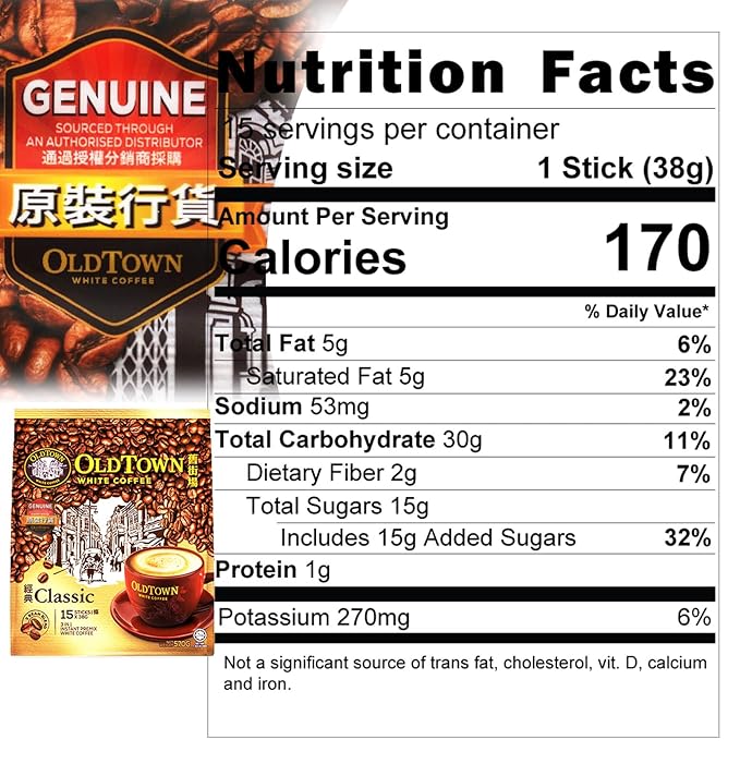 5-Pack OLDTOWN White Coffee 3 in 1 Asian Instant Coffee Package with a Cork Coaster, old town White Coffee 75 Packets with a Random Flavor Sample Packet (15 Count (Pack of 5), Classic)