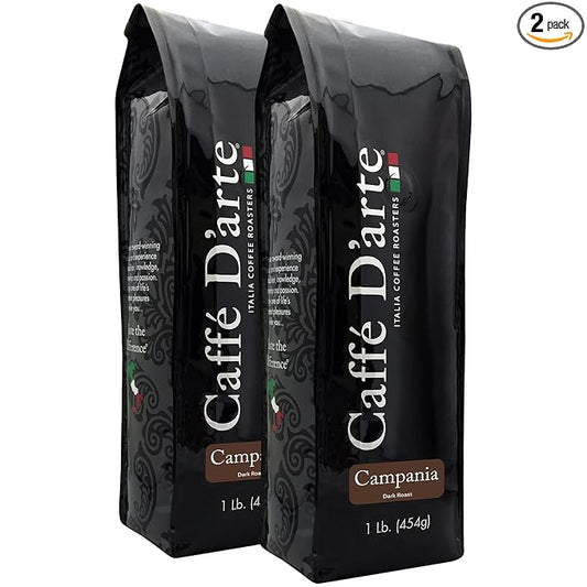 Caffe D'arte Campania Whole Bean Coffee, 1 Pound, Pack of 2