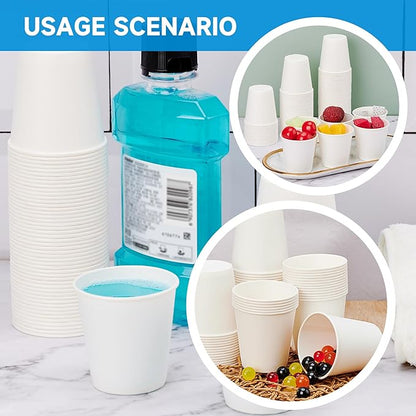 RACETOP 3 oz 300 Pack Paper Coffee Cups for Bathroom, Disposable Mouthwash Cups, Small Paper Cups for Parties, Picnics, Travel