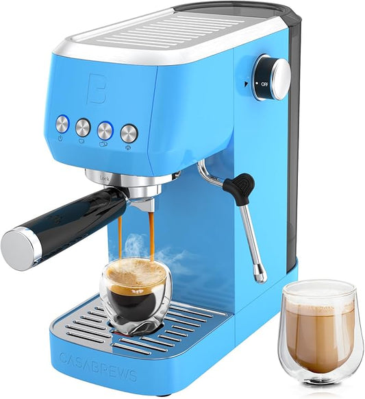 CASABREWS 3700 Essential Espresso Machine 20 Bar, Stainless Steel Espresso Maker with Steam Frother for Home, Compact Coffee Machine for for Cappuccino, Latte, 43.9oz Water Tank, Baby Blue