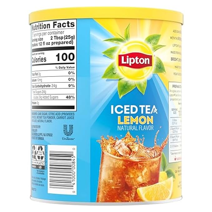 Lipton Iced Tea Mix, Lemon, Makes 10 Quarts,Count 6(Pack of 1)