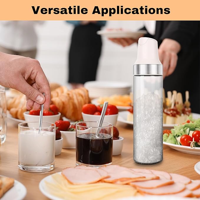 Sugar Dispenser with Pour Spout, 17 oz Glass Sugar Shaker Jar Creamer Dispenser Weighted Pourer for Coffee Bar, Tea & Baking, Sugar Container for Home Kitchen, White