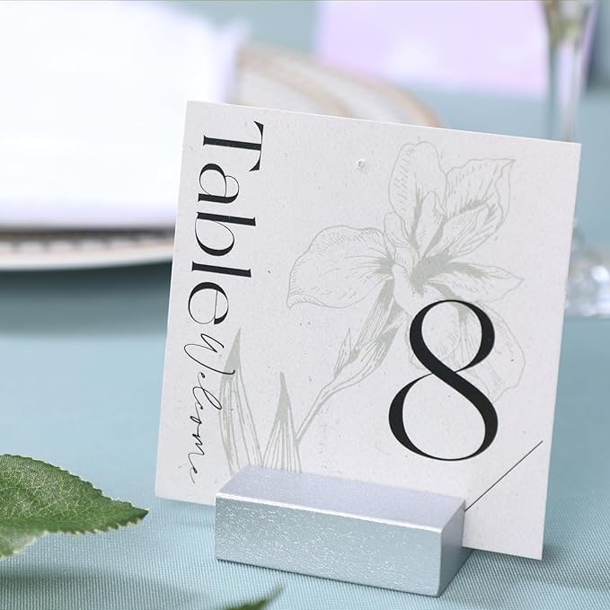 UNIQOOO 12 Pack 2" Silver Birch Wood Stands for Cardstock, Wedding Table Numbers Holders, Photo Holder, Photo Display Stand for Event Decor, Retail Shop, Cafe Restaurant Menu, Business Card, Name Tag